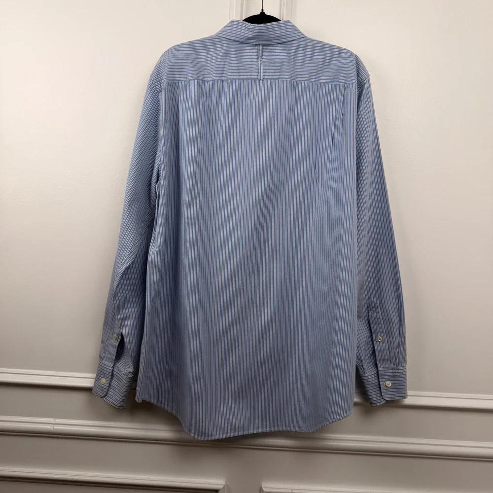 Banana Republic Mens Slim Fit Button Down‎ Shirt Blue White Striped Cotton L